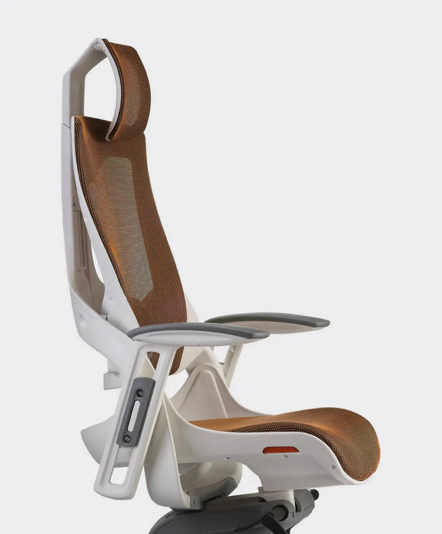 Ergonomic chair with adjustable headrest providing neck and upper back support for office workers