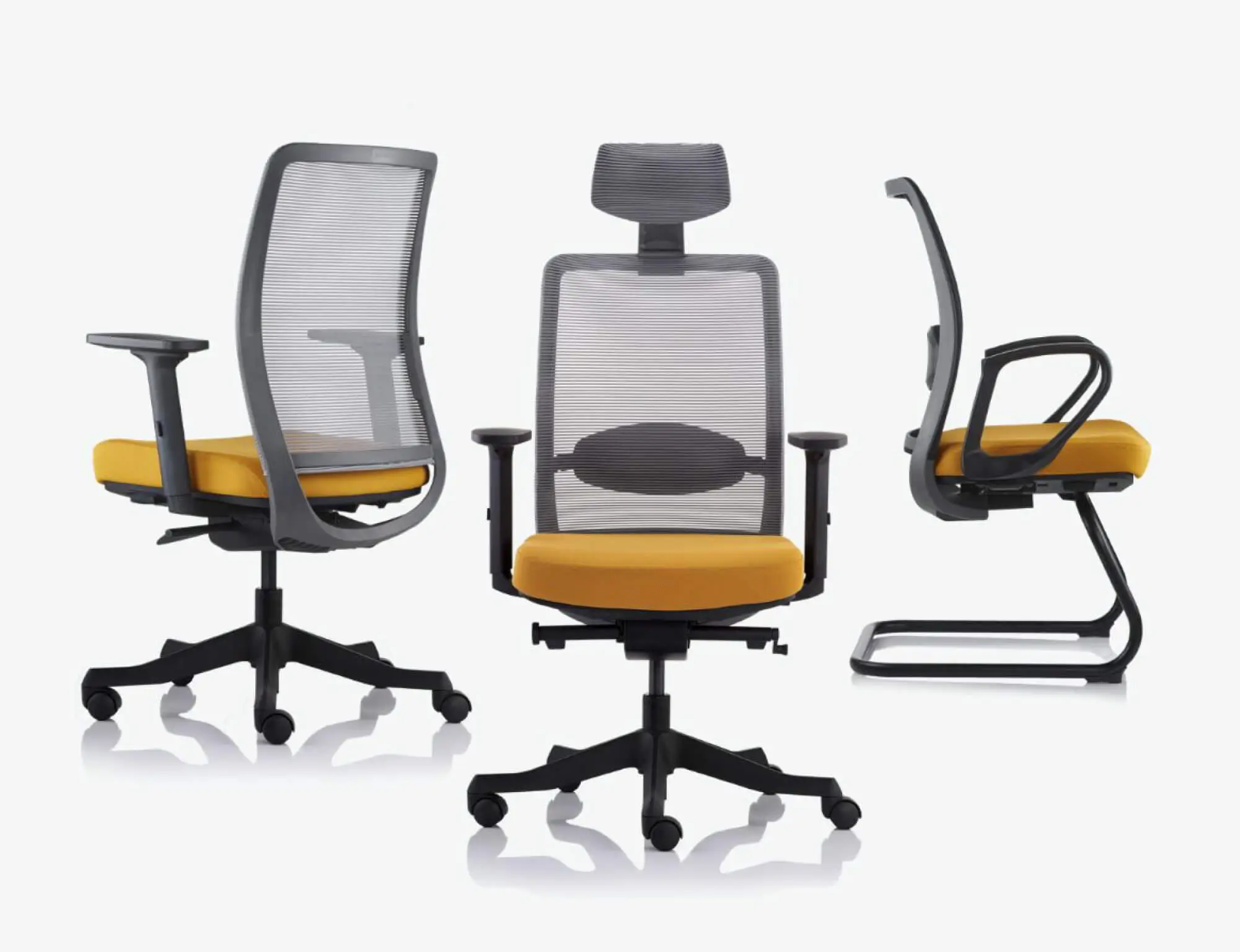 Ergonomic chair seat pan with high-density foam and seat depth adjustment for correct thigh support